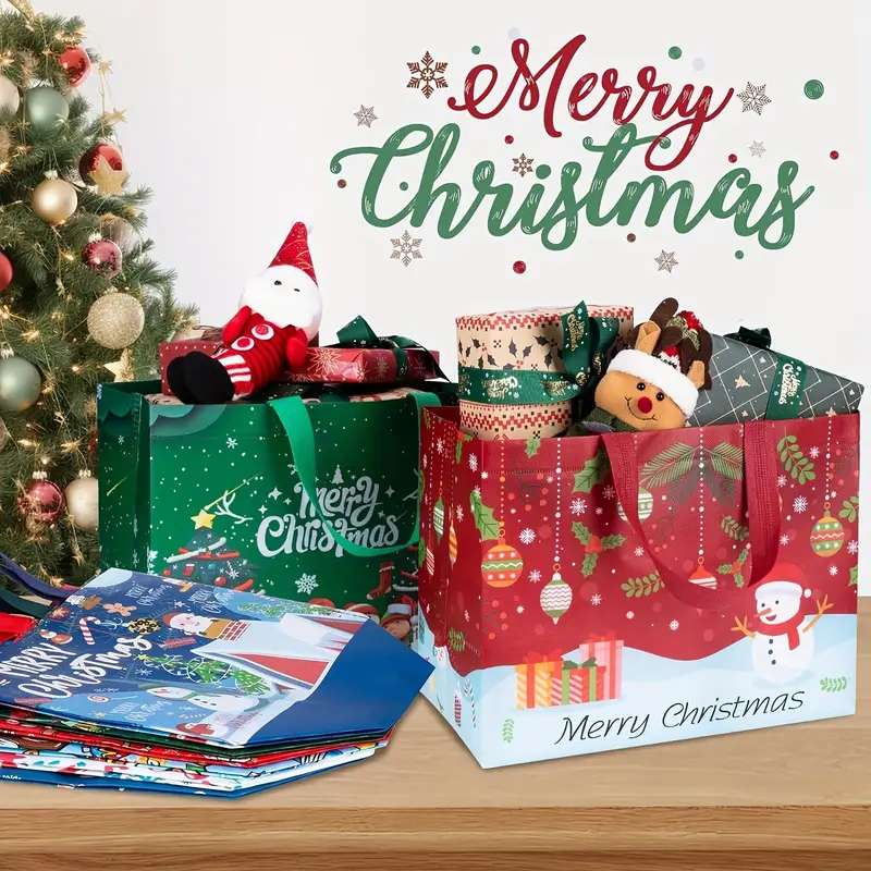 Set Large Christmas Gift Bags with Handles