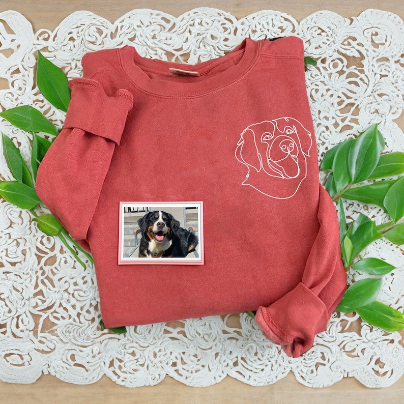 Personalized Dog Line Art Embroidered Pet Hoodie